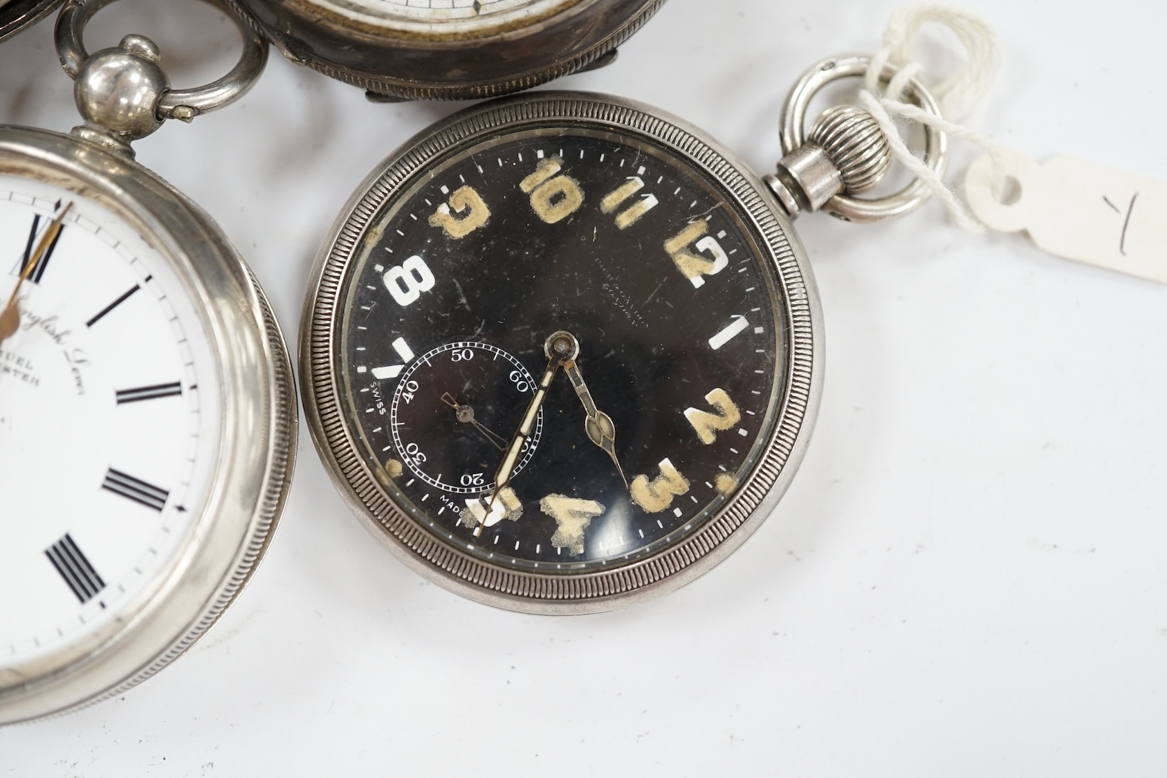 Five assorted pocket watches including two silver, one by John Whichcord of Maidstone. Condition - poor